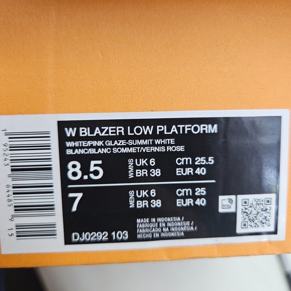 Nike Blazer Platform Low Womens 8.5 White Pink Glaze walking shoes US Size - Picture 12 of 16